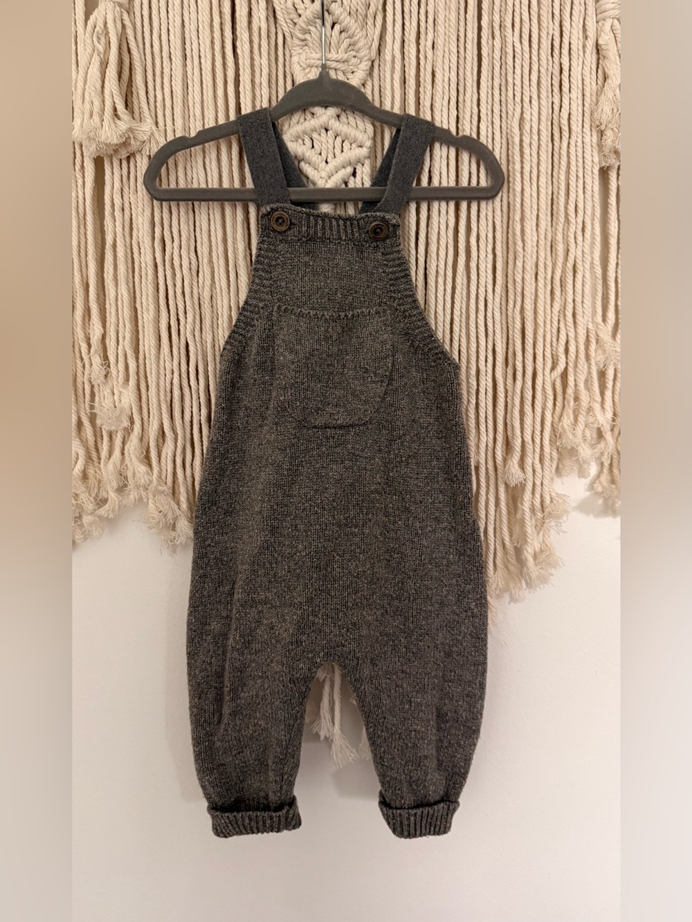 Zara Dark Gray Knit Overalls for Kids